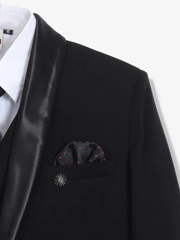 Smashing black terry rayon one button coat suit