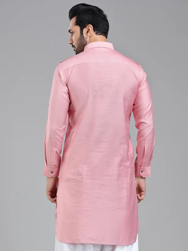 Soft light pink sophasticated pathani kurta for men