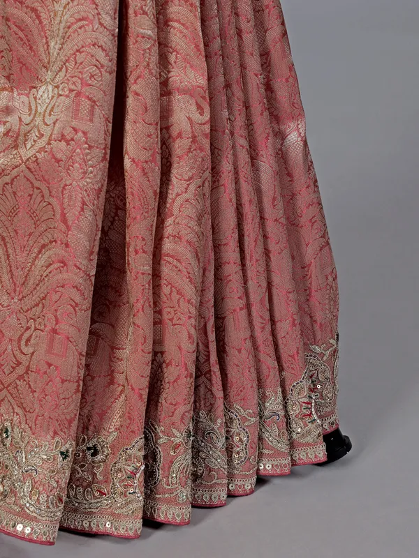 Soft peach tissue silk saree