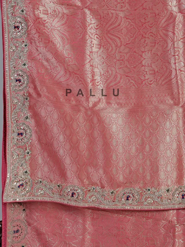 Soft peach tissue silk saree