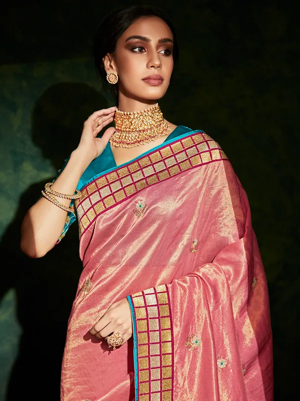 Soft silk dusty pink wedding saree