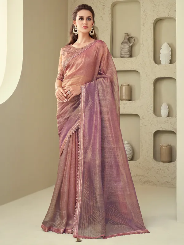Soft silk pink shaded saree
