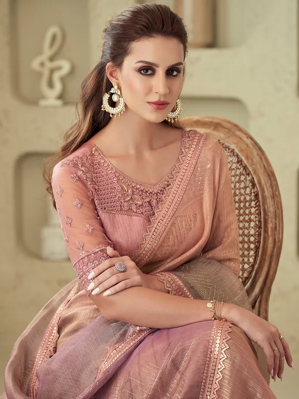 Soft silk pink shaded saree