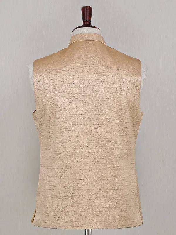 Solid beige party wear silk waistcoat