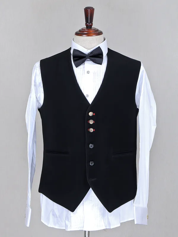 Solid black terry rayon party special coat suit
