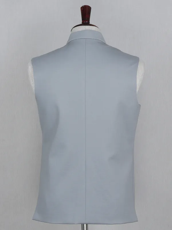 Solid grey cotton party wear mens waistcoat