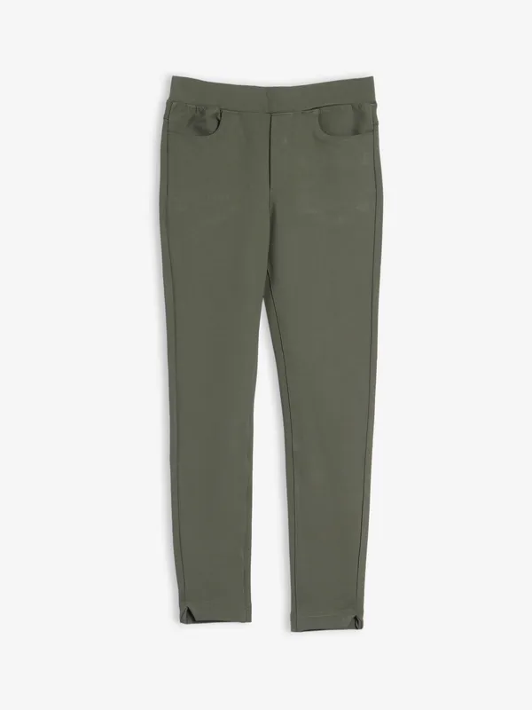 Solid military green jeggings