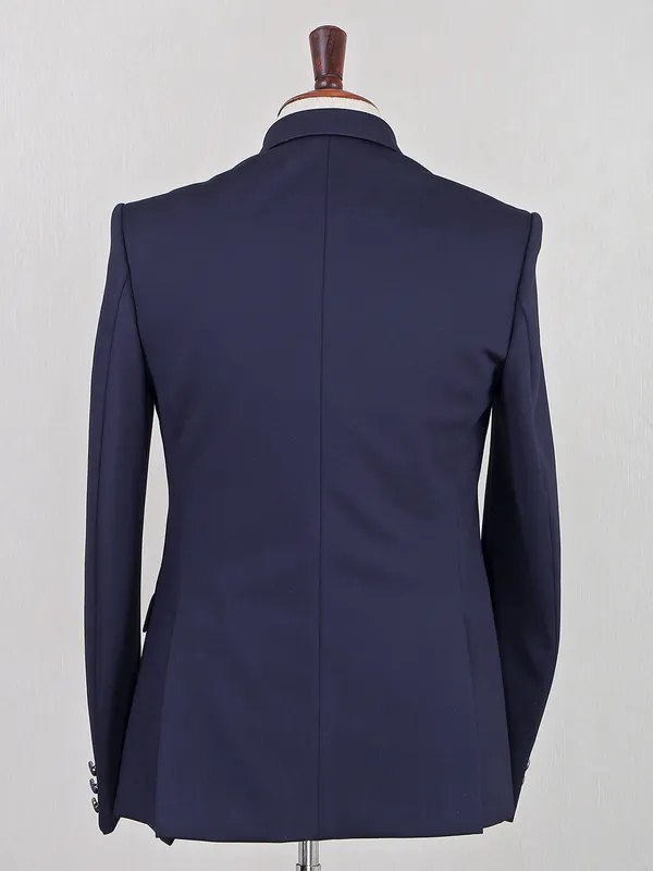 Solid navy blazer in terry rayon