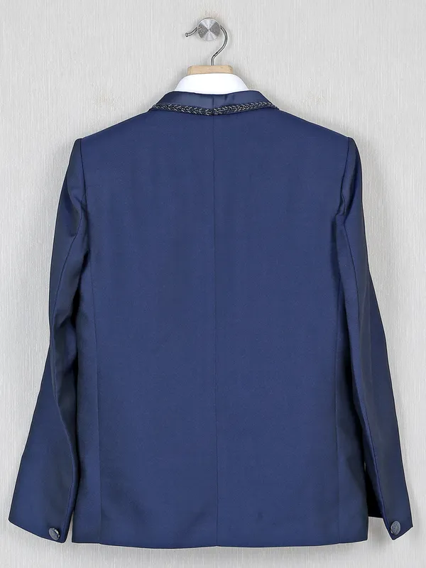 Solid navy reception wear terry rayon coat suit