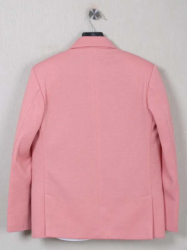Solid pink party wear terry rayon coat suit
