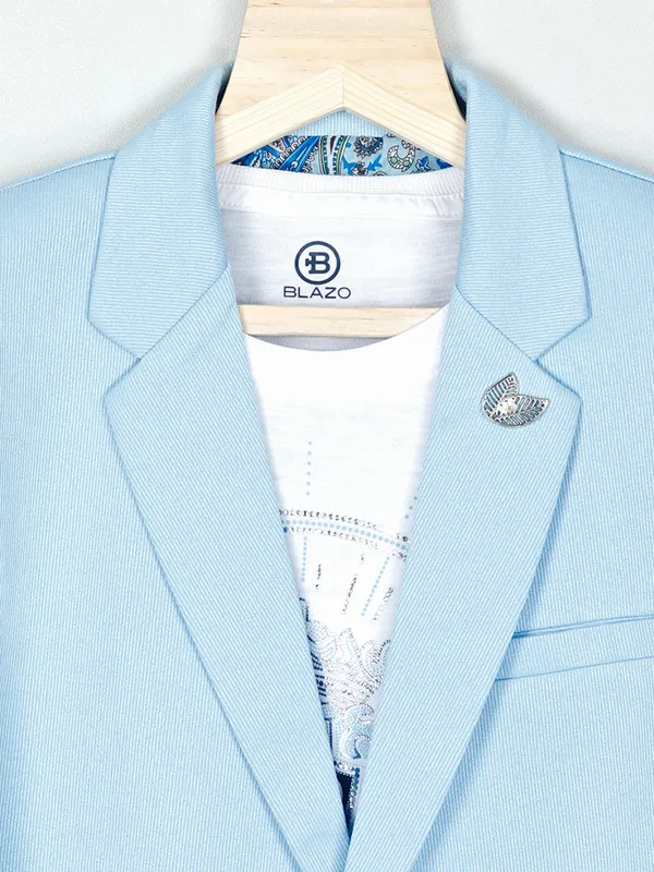 Solid sky blue terry rayon boys blazer