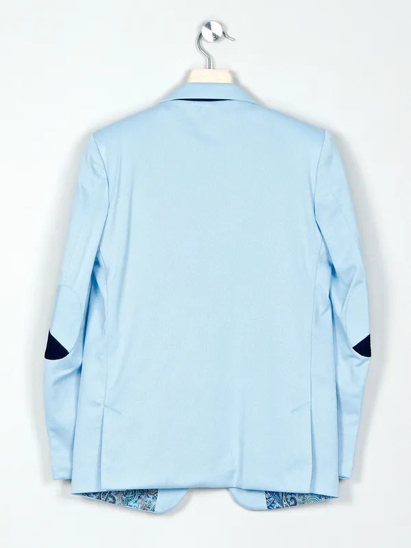 Solid sky blue terry rayon boys blazer