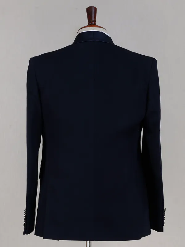 Solid style terry rayon navy coat suit for reception