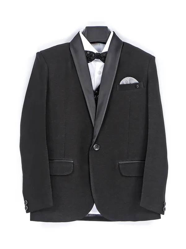 Solid terry rayon black coat suit