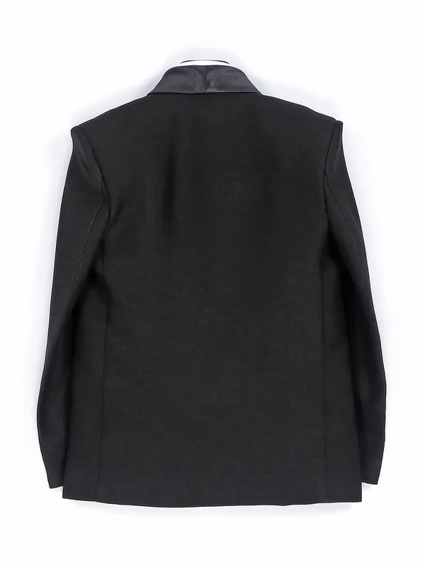 Solid terry rayon black coat suit