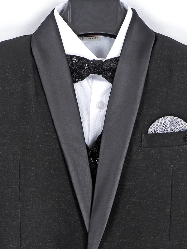 Solid terry rayon black coat suit