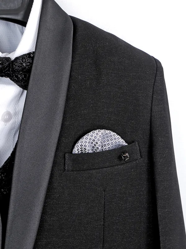 Solid terry rayon black coat suit