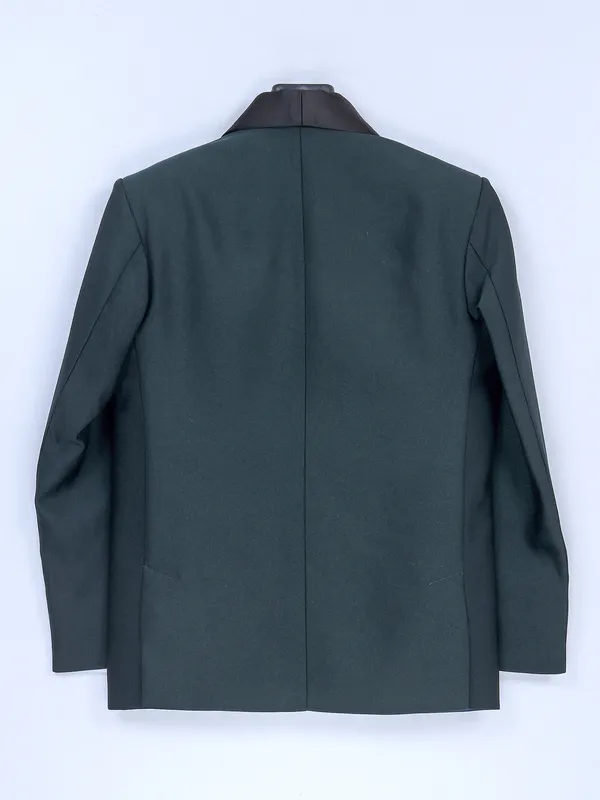Solid terry rayon bottle green coat suit