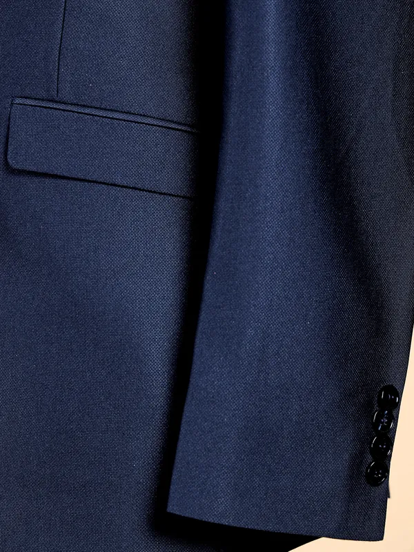 Solid terry rayon navy coat suit for reception