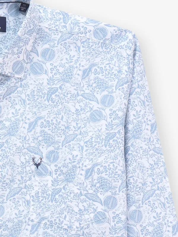 ALLEN SOLLY soothing sky blue floral design casual shirt