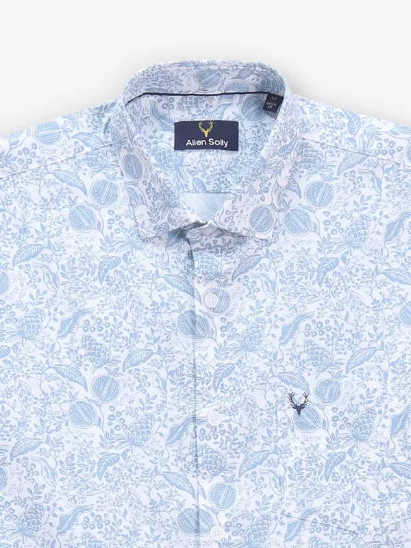 ALLEN SOLLY soothing sky blue floral design casual shirt