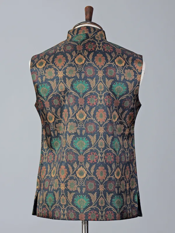 Sophisticated grey brocade printed waistcoat