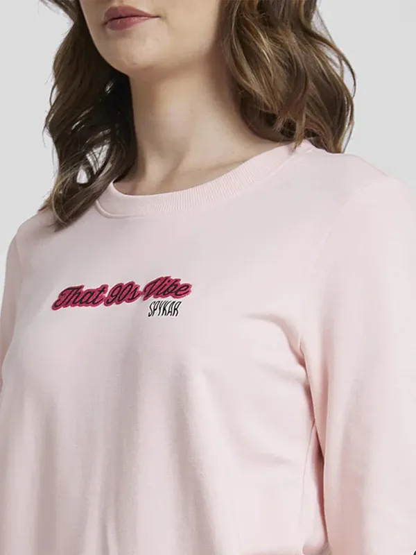 Spykar baby pink cotton sweatshirt