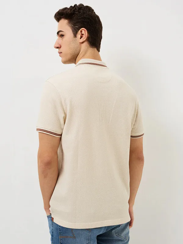 SPYKAR beige cotton t-shirt for men