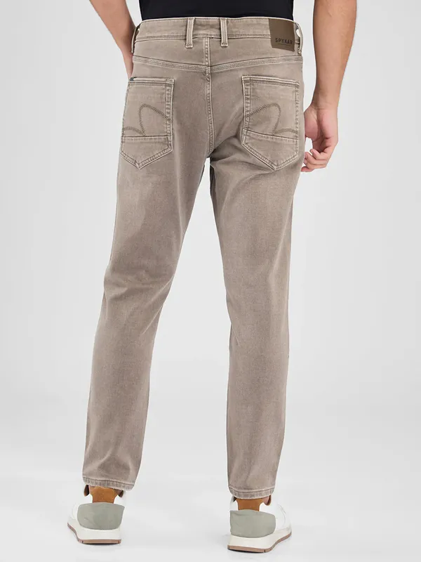 SPYKAR beige denim slim fit jeans for men