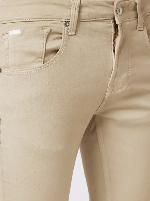 SPYKAR beige solid denim jeans