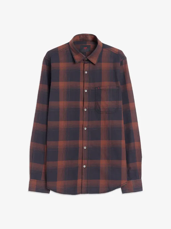 Spykar black and brown checks shirt