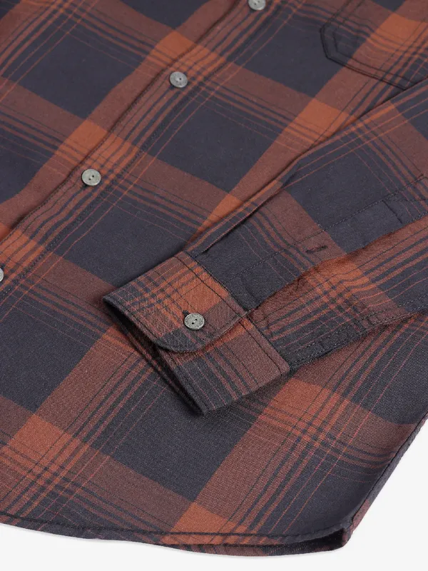 Spykar black and brown checks shirt