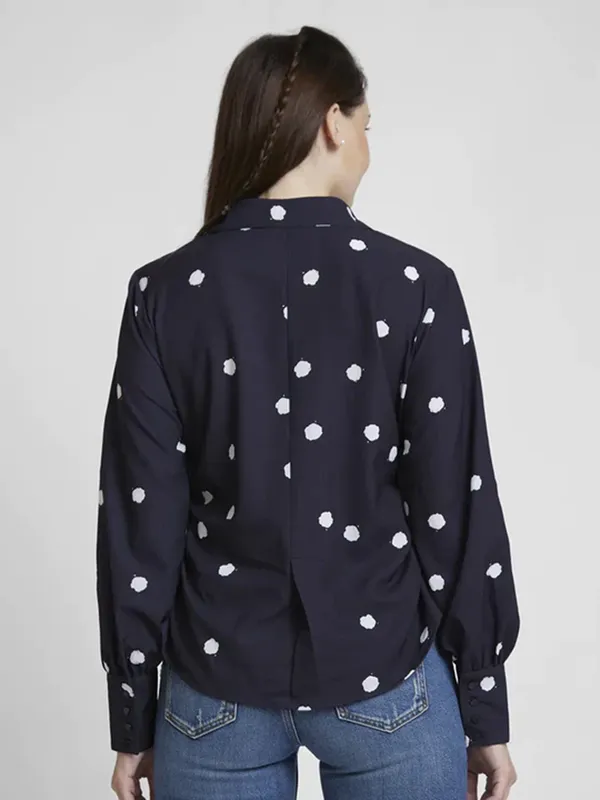 Spykar black cotton printed shirt