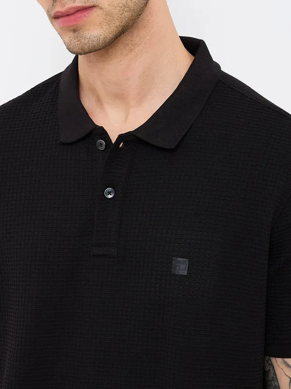 SPYKAR black cotton t-shirt for men