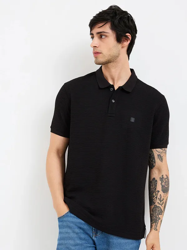 SPYKAR black cotton t-shirt for men