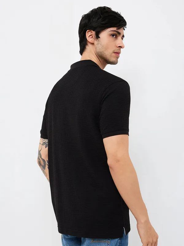 SPYKAR black cotton t-shirt for men