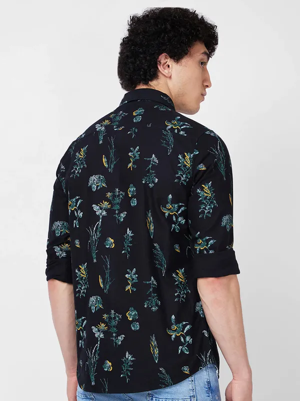 SPYKAR black printed cotton shirt