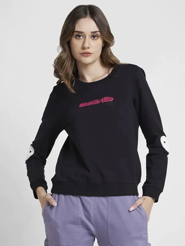 Spykar black printed sweatshirt