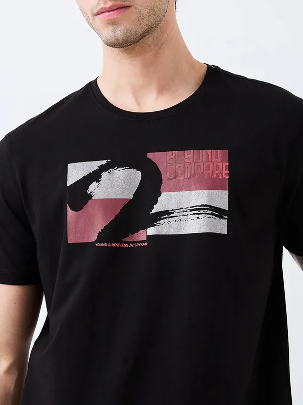 SPYKAR black slim fit t-shirt for men