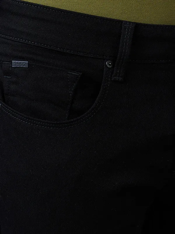 SPYKAR black solid denim slim fit jeans for men