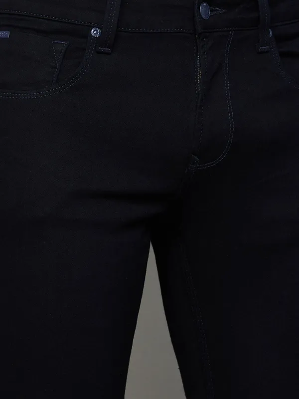 SPYKAR black solid denim super slim fit jeans