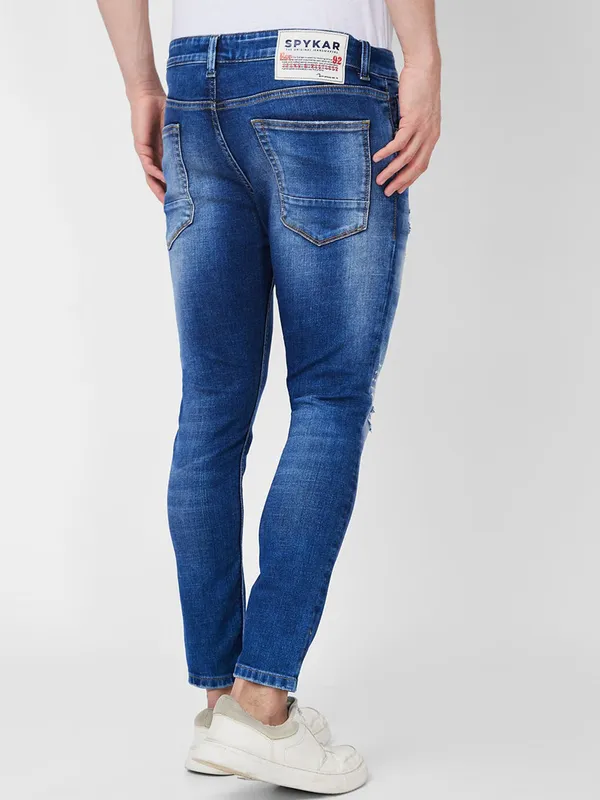 SPYKAR blue ripped and washed jeans