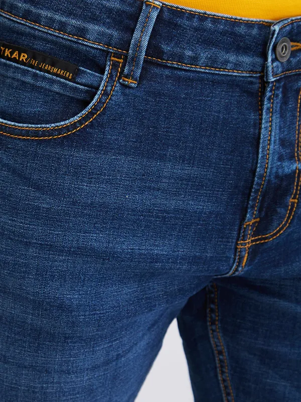 SPYKAR blue ripped denim jeans with slim fit