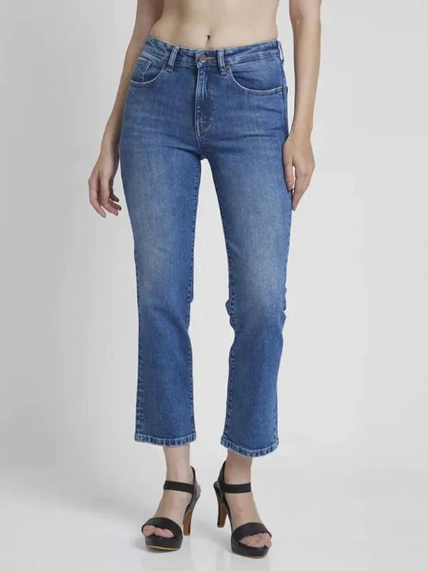 Spykar blue washed ankle length jeans