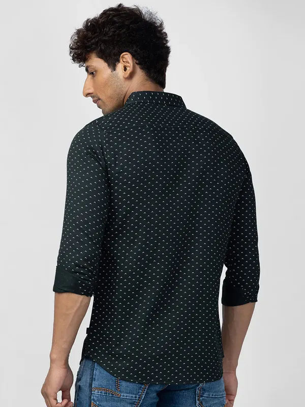 Spykar bottle green cotton shirt