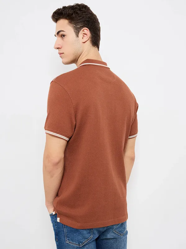 SPYKAR brown cotton polo t-shirt