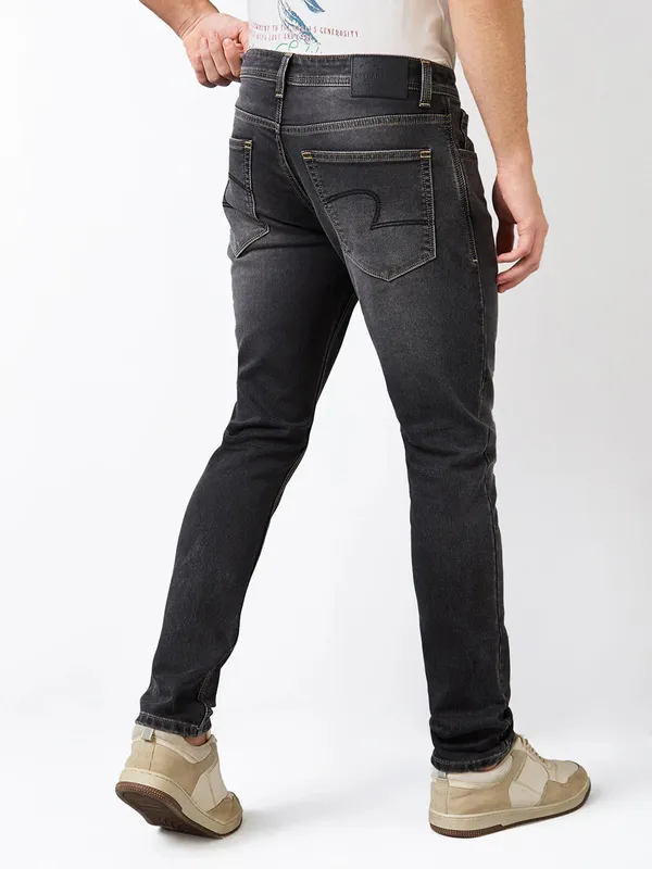 SPYKAR charcoal grey washed skinny fit denim for men