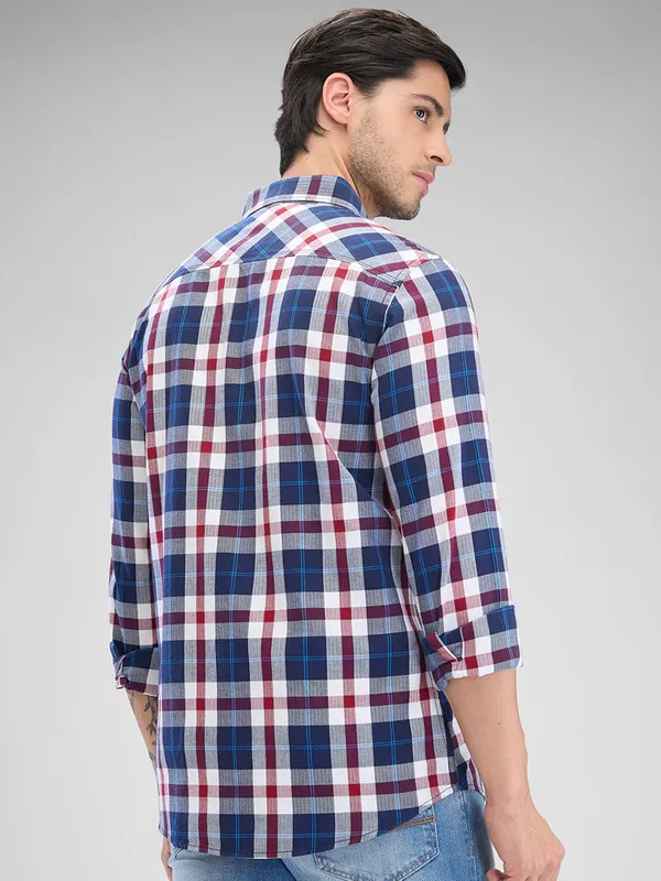 SPYKAR checkered blue casual shirt