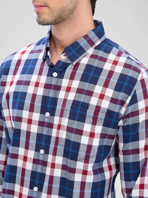 SPYKAR checkered blue casual shirt