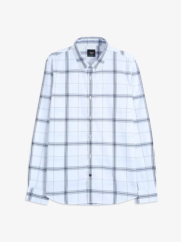 Spykar checks cotton white shirt
